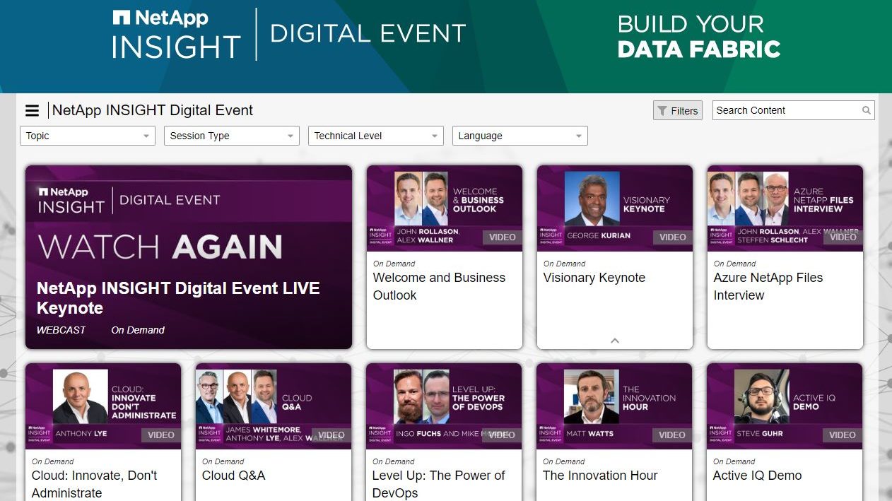 NetApp Insight Übersicht Digital Event